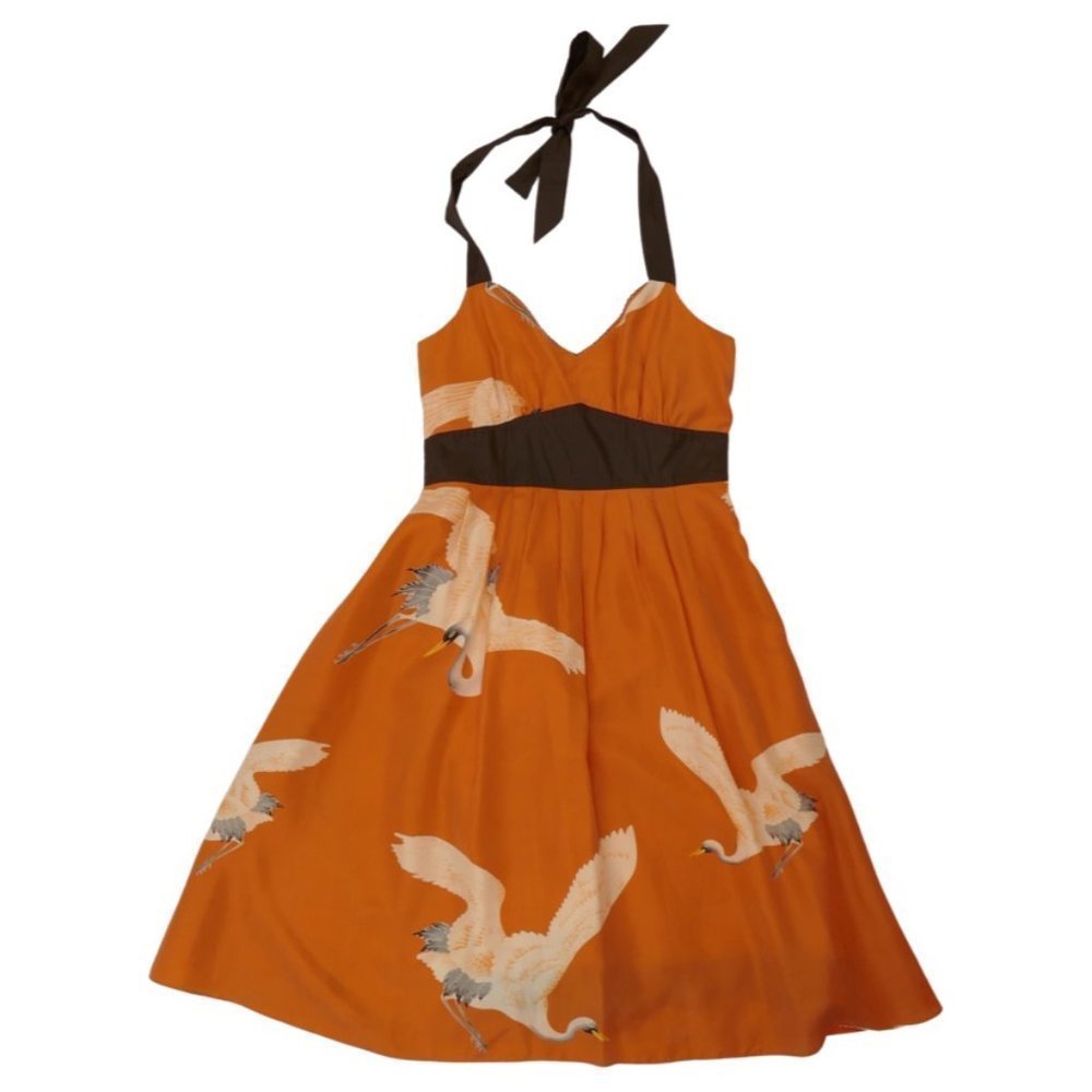 Anthropologie Moulinette Soeurs vetements Printed Silk Halterneck Dress